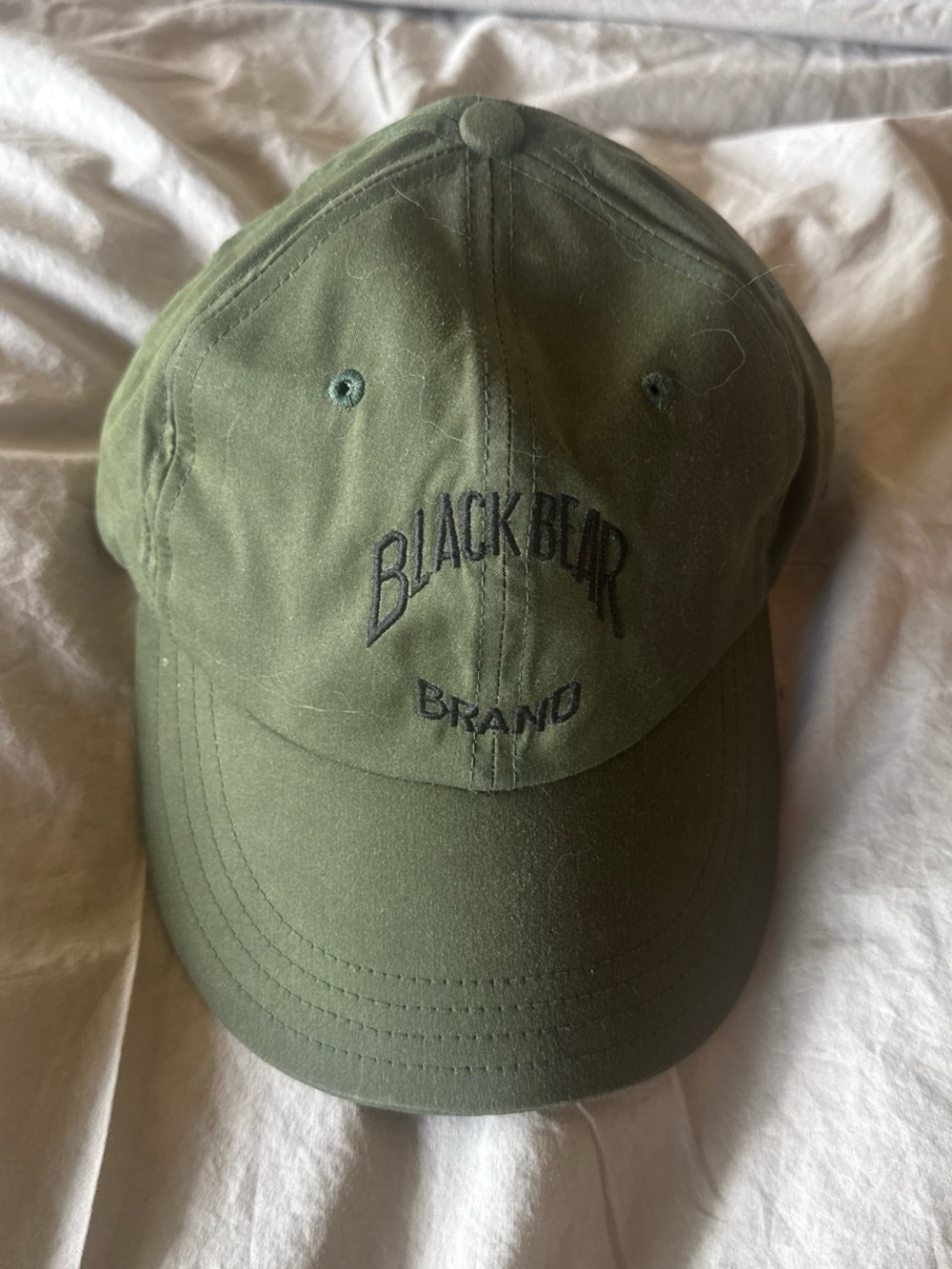 Black Bear Olive Green Cap with Black Trim and Leather Strap